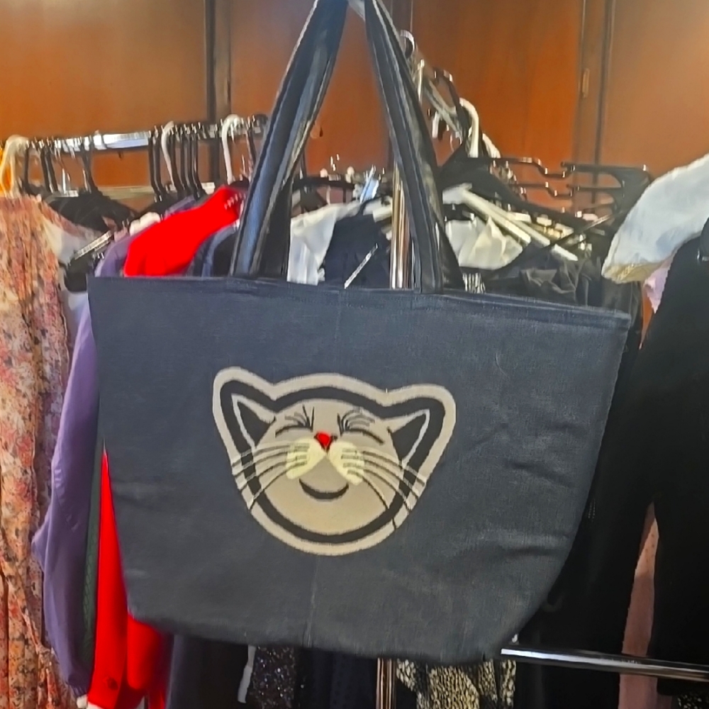 Chic Black Cat Tote Bag hand made